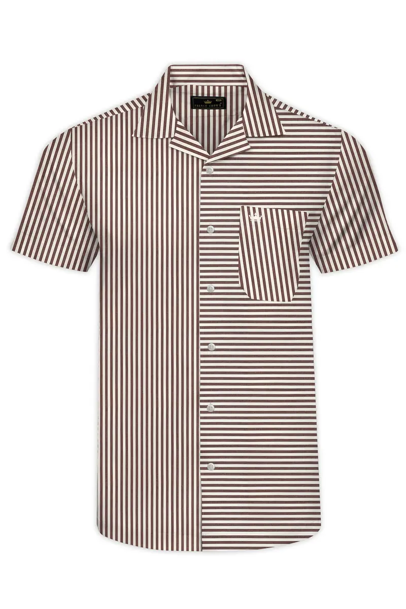 Millbrook Brown And White Striped Premium Cotton Designer Shirt 2