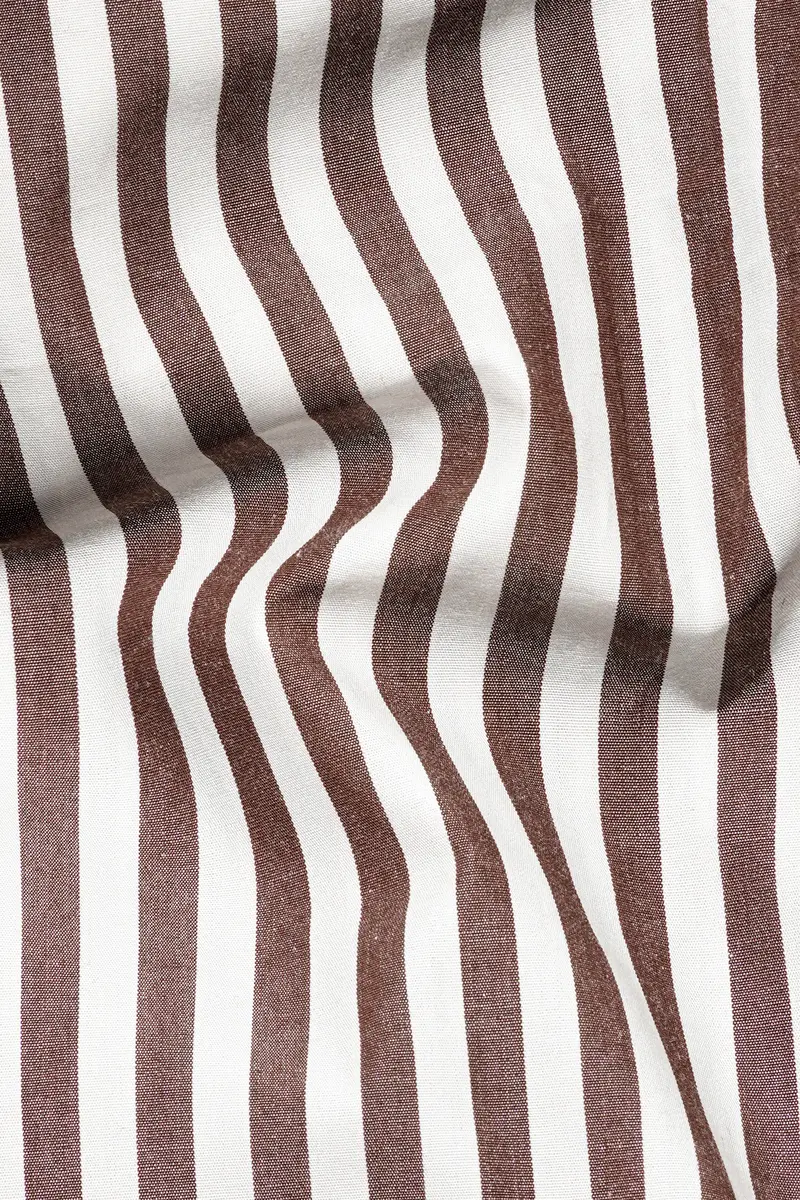 Millbrook Brown And White Striped Premium Cotton Designer Shirt 3