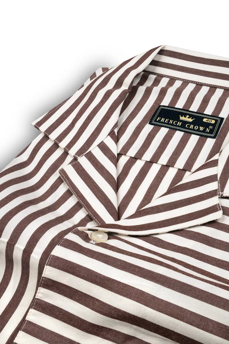 Millbrook Brown And White Striped Premium Cotton Designer Shirt 4
