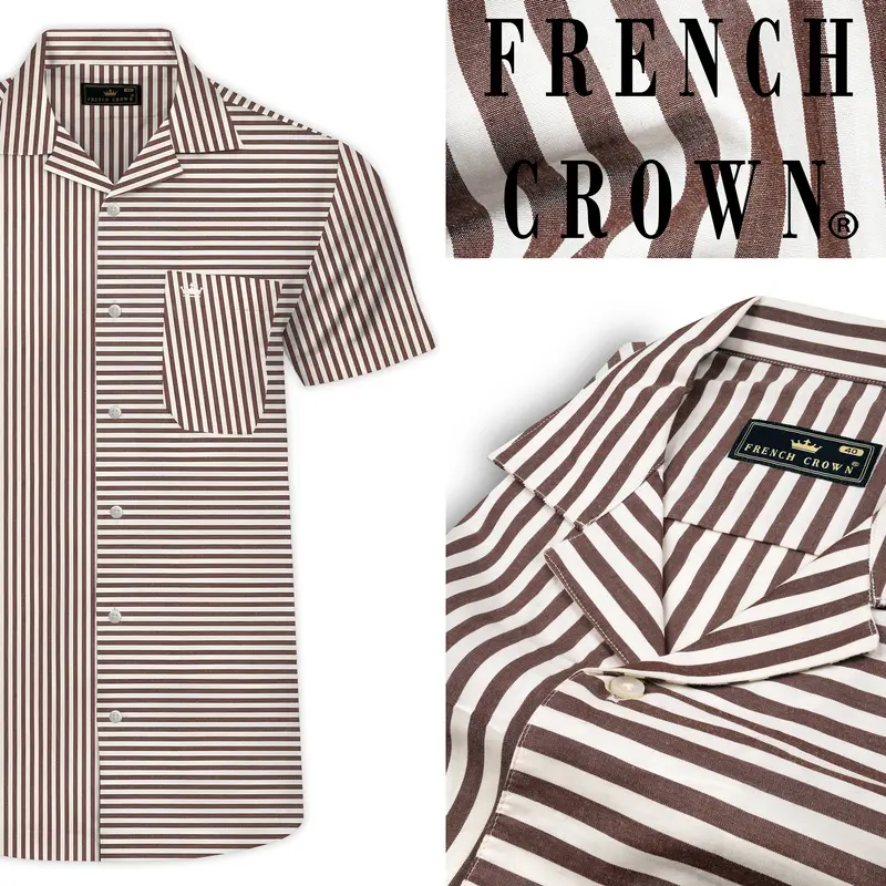 Millbrook Brown And White Striped Premium Cotton Designer Shirt 8