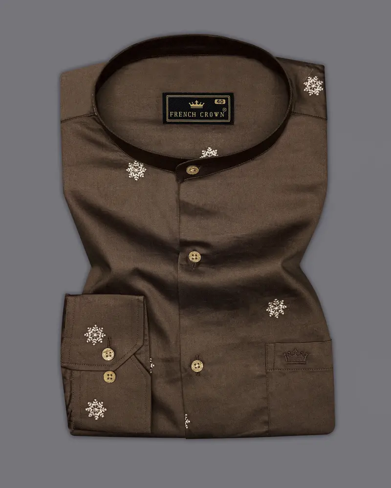 Millbrook Brown Embroidered Super Soft Premium Cotton Shirt 1