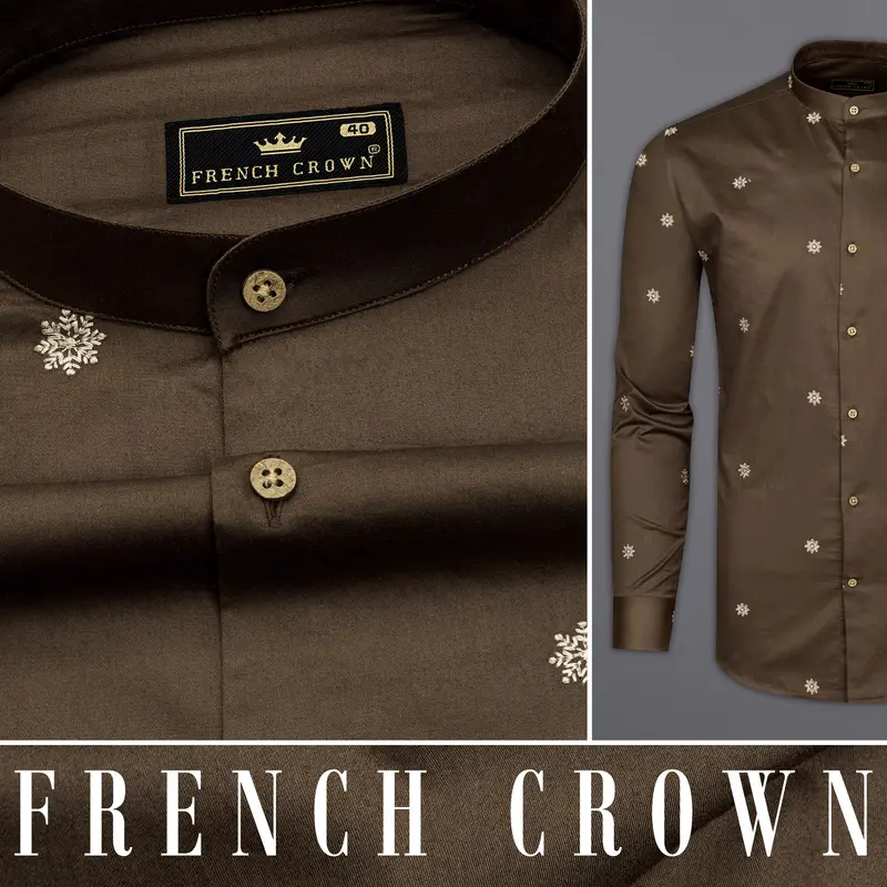 Millbrook Brown Embroidered Super Soft Premium Cotton Shirt 10