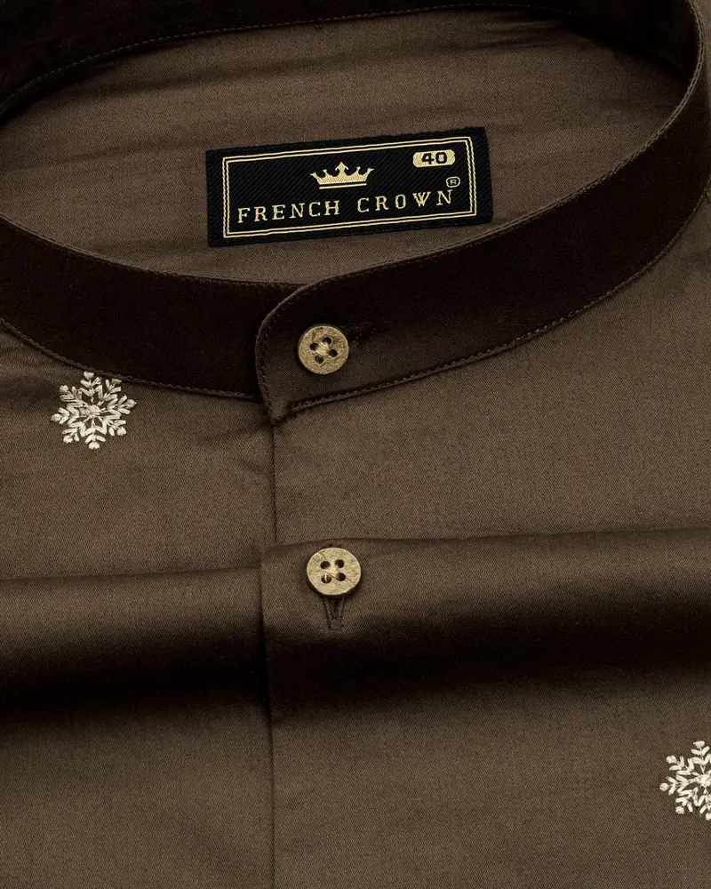 Millbrook Brown Embroidered Super Soft Premium Cotton Shirt 3