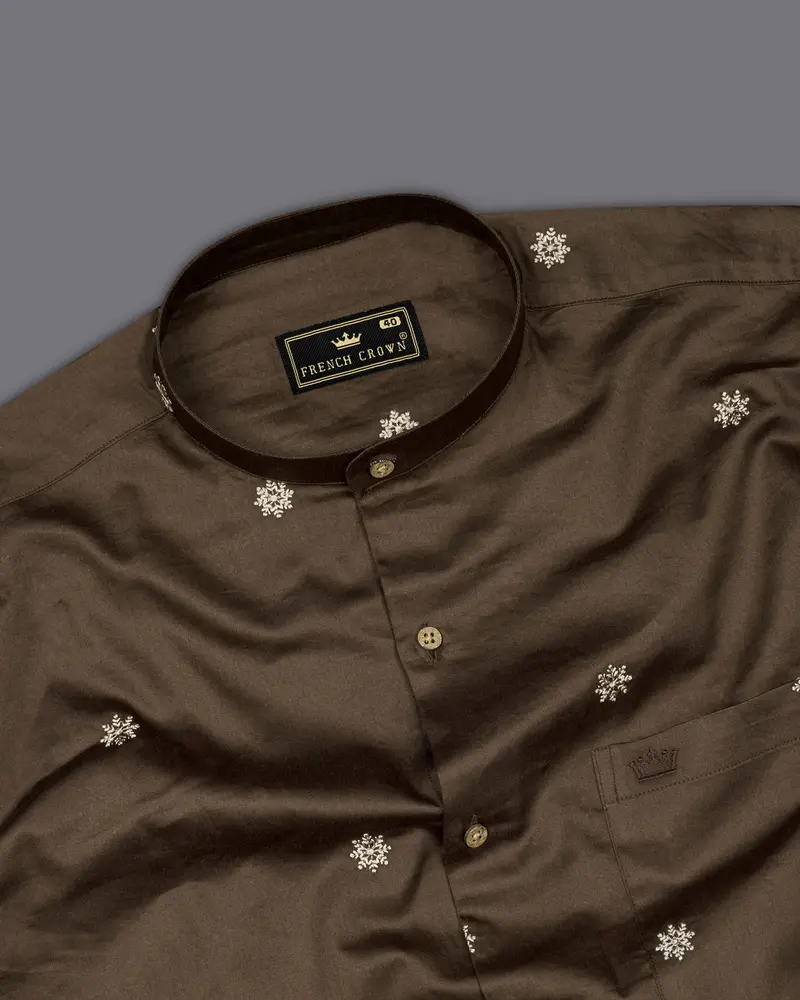 Millbrook Brown Embroidered Super Soft Premium Cotton Shirt 4
