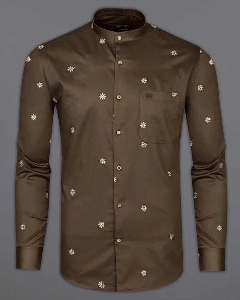 Millbrook Brown Embroidered Super Soft Premium Cotton Shirt 5