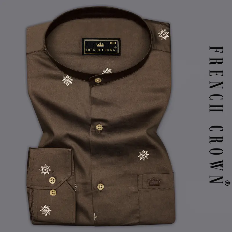 Millbrook Brown Embroidered Super Soft Premium Cotton Shirt 7