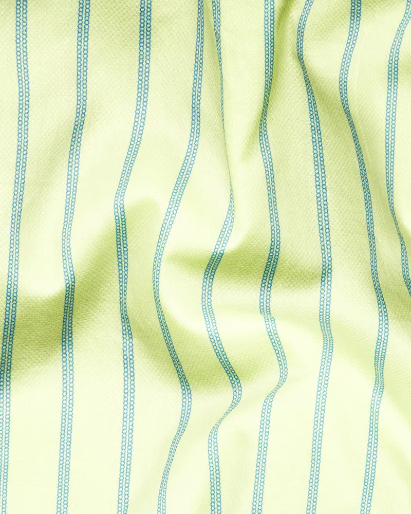 Mimosa Yellow Striped Dobby Textured Premium Giza Cotton Kurta Shirt 4