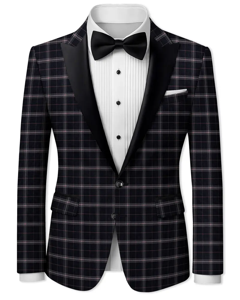 Mind Shaft Black Plaid Woolrich Tuxedo Blazer 1