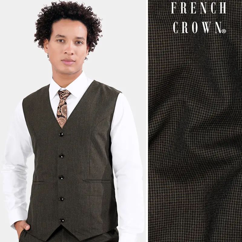 Mine Brown Wool Rich Waistcoat 1