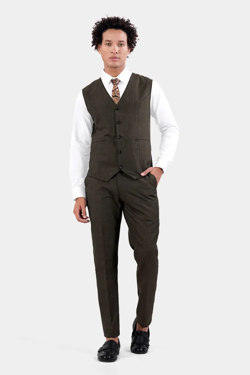 Mine Brown Wool Rich Waistcoat 5
