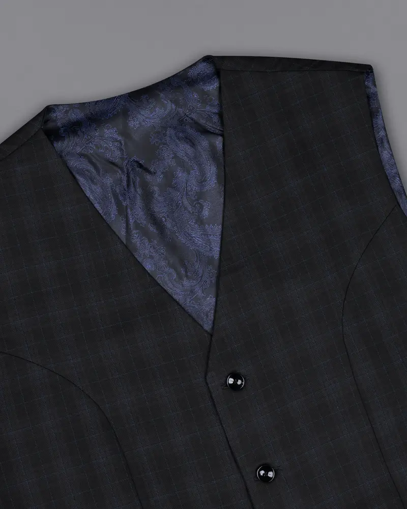 Mine Shaft Black Plaid Wool Rich Waistcoat 4