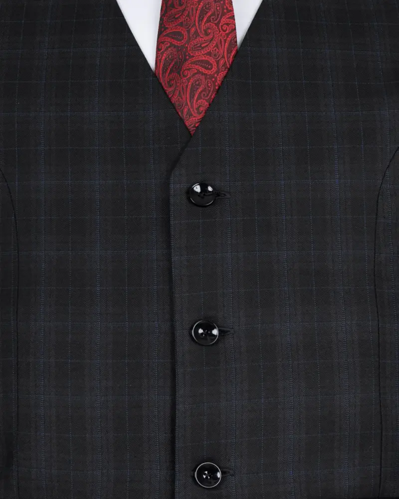 Mine Shaft Black Plaid Wool Rich Waistcoat 5