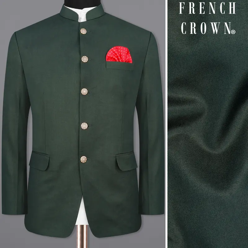 Mine Shaft Green Bandhgala Blazer 1