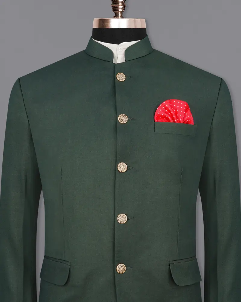 Mine Shaft Green Bandhgala Blazer 2