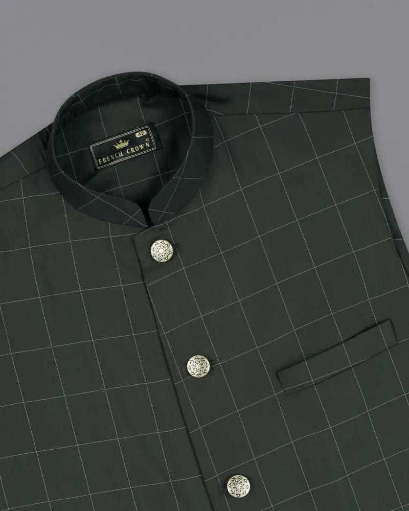 Mine Shaft Green Windowpane Nehru Jacket 4