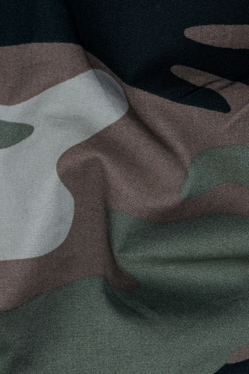 Mineral Green And Tundora Brown Camouflage Royal Oxford Shirt 2