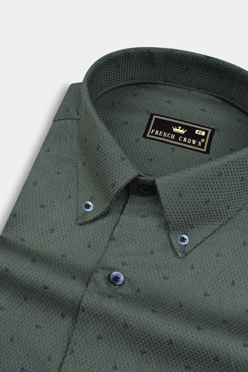 Mineral Green Dobby Textured Premium Giza Cotton Shirt 1