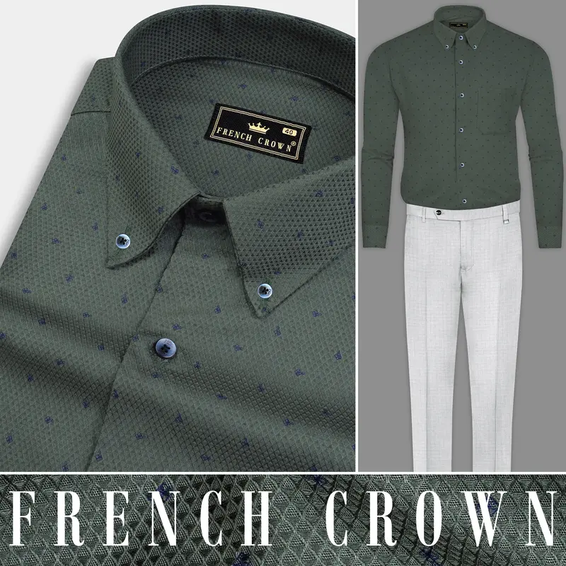 Mineral Green Dobby Textured Premium Giza Cotton Shirt 10