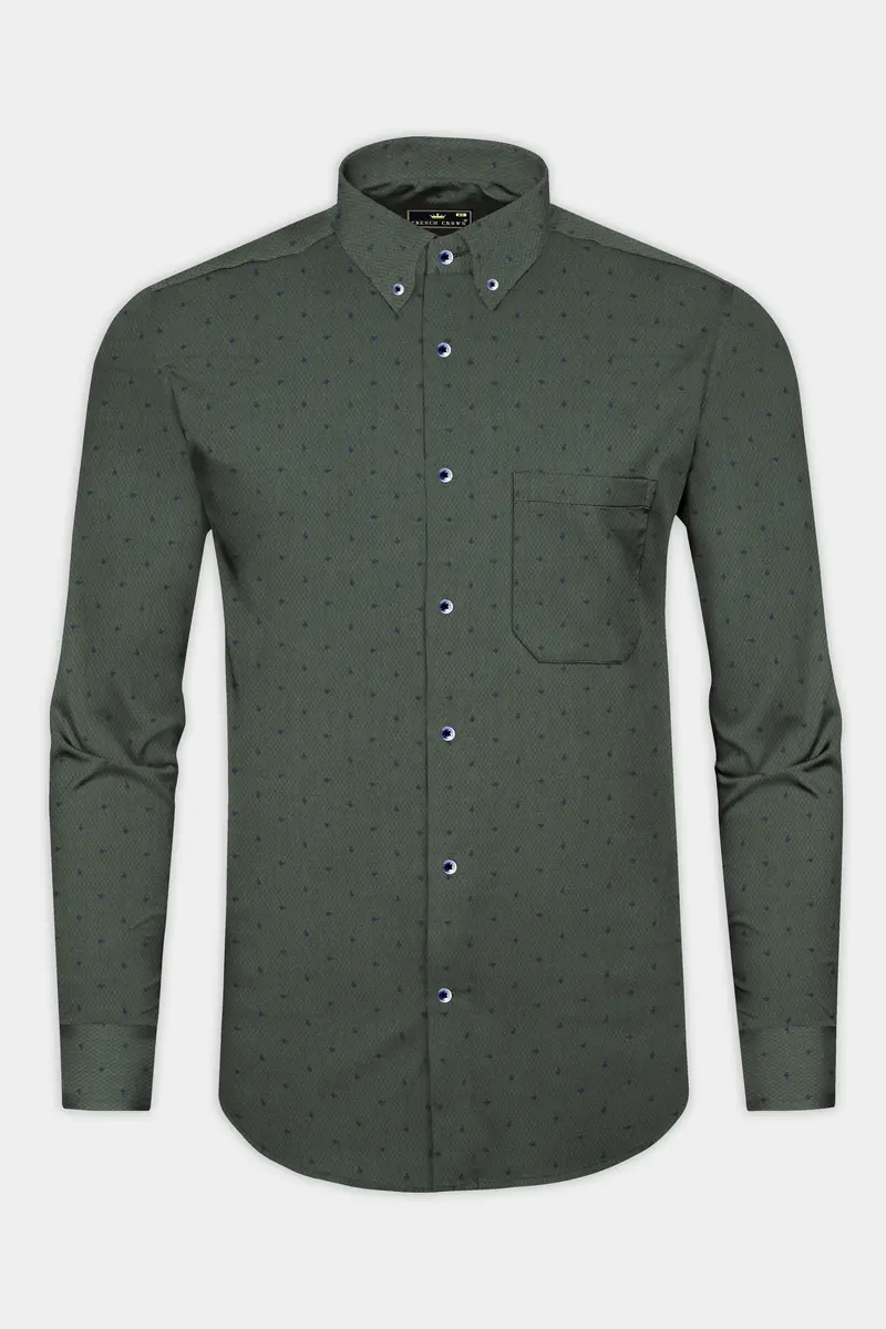 Mineral Green Dobby Textured Premium Giza Cotton Shirt 5