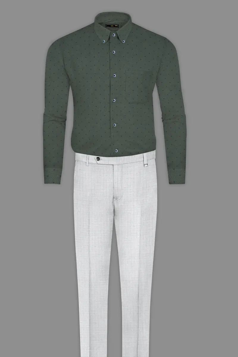 Mineral Green Dobby Textured Premium Giza Cotton Shirt 6