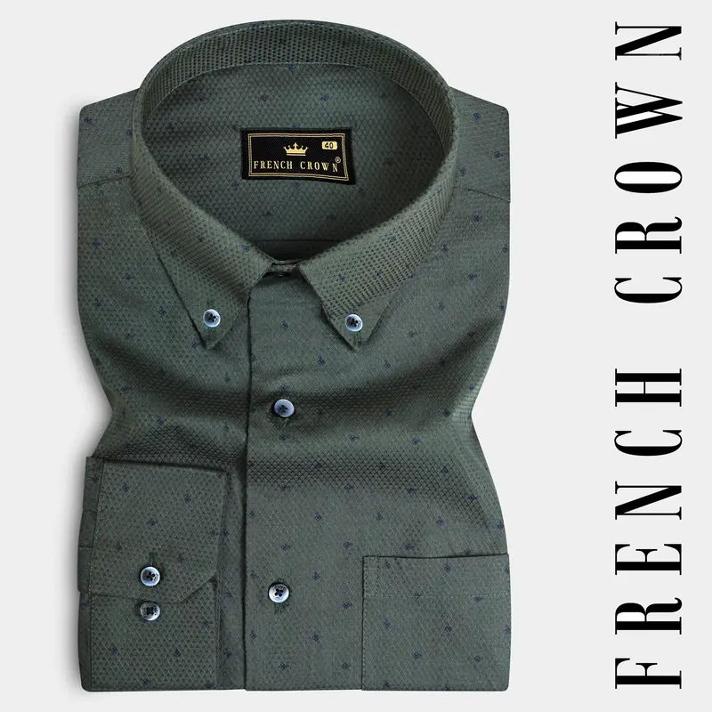 Mineral Green Dobby Textured Premium Giza Cotton Shirt 7