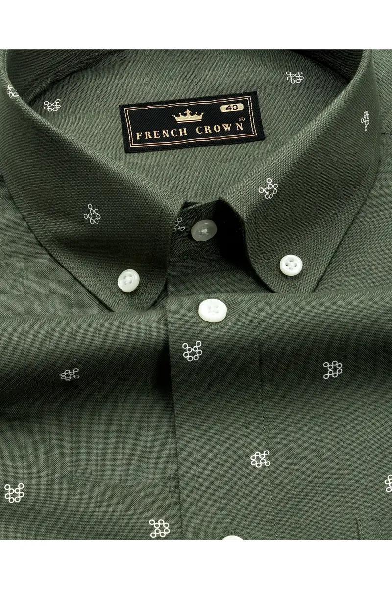 Mineral Green Printed Royal Oxford Shirt 1