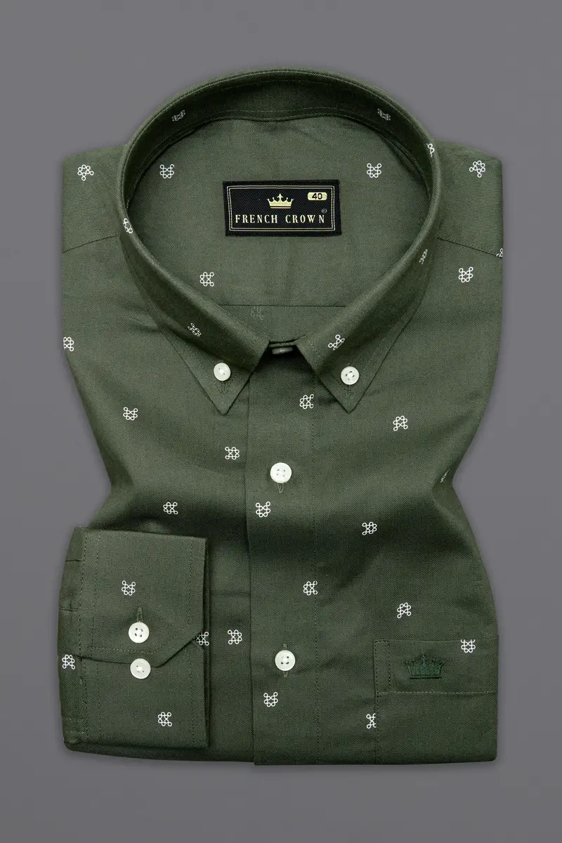 Mineral Green Printed Royal Oxford Shirt 3
