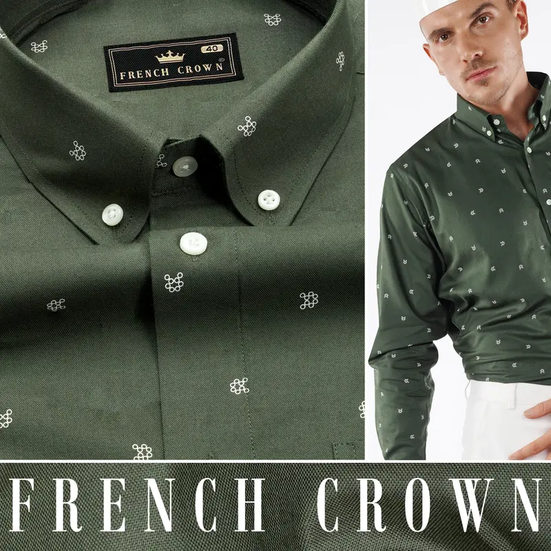 Mineral Green Printed Royal Oxford Shirt 4