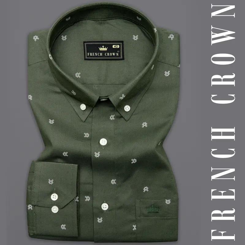 Mineral Green Printed Royal Oxford Shirt 7