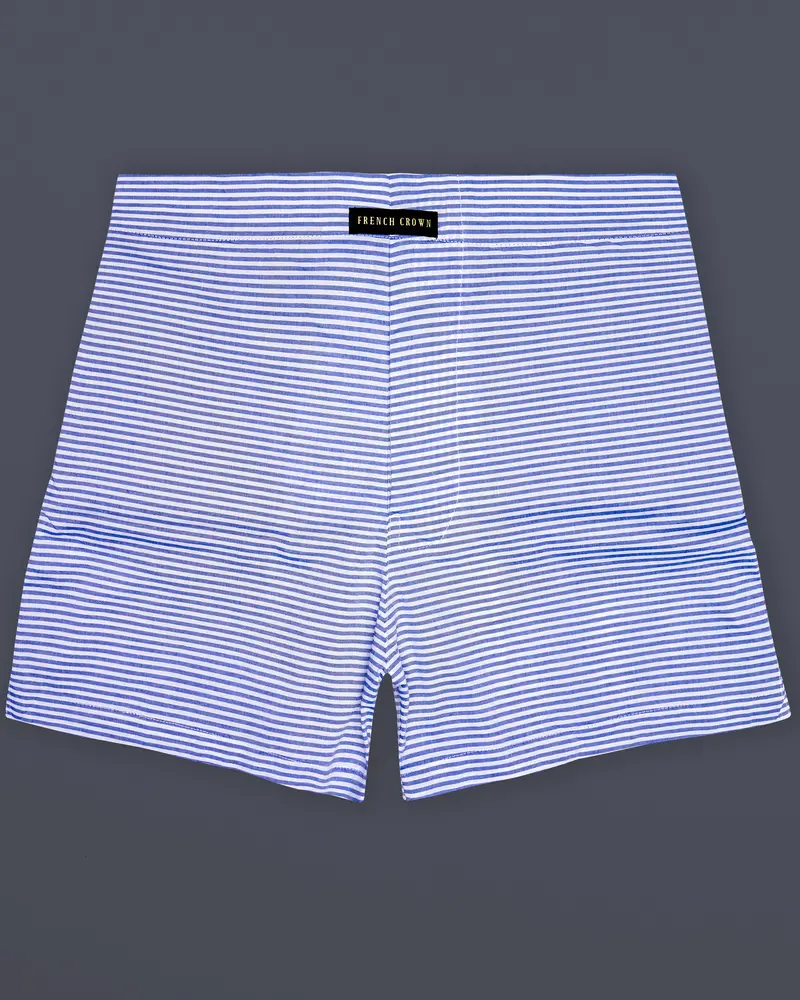 Minsk Blue And Bright White Horizontal Stripes Super Soft Premium Cotton Boxer 1