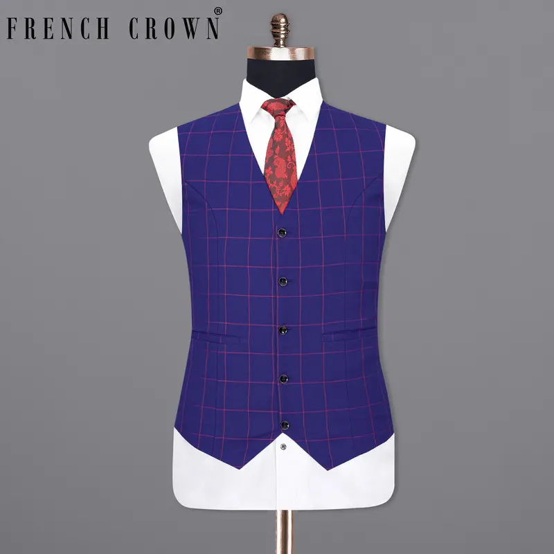 Minsk Blue Plaid Waistcoat 1