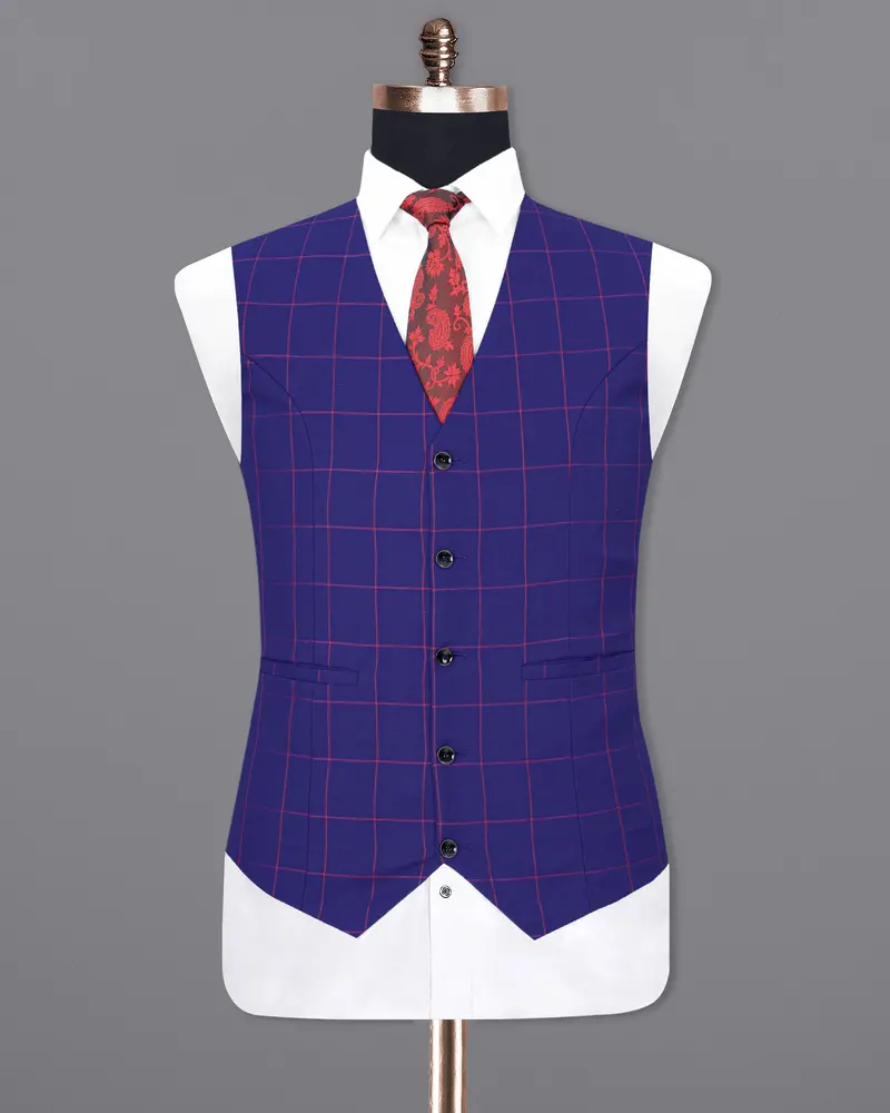 Minsk Blue Plaid Waistcoat 2