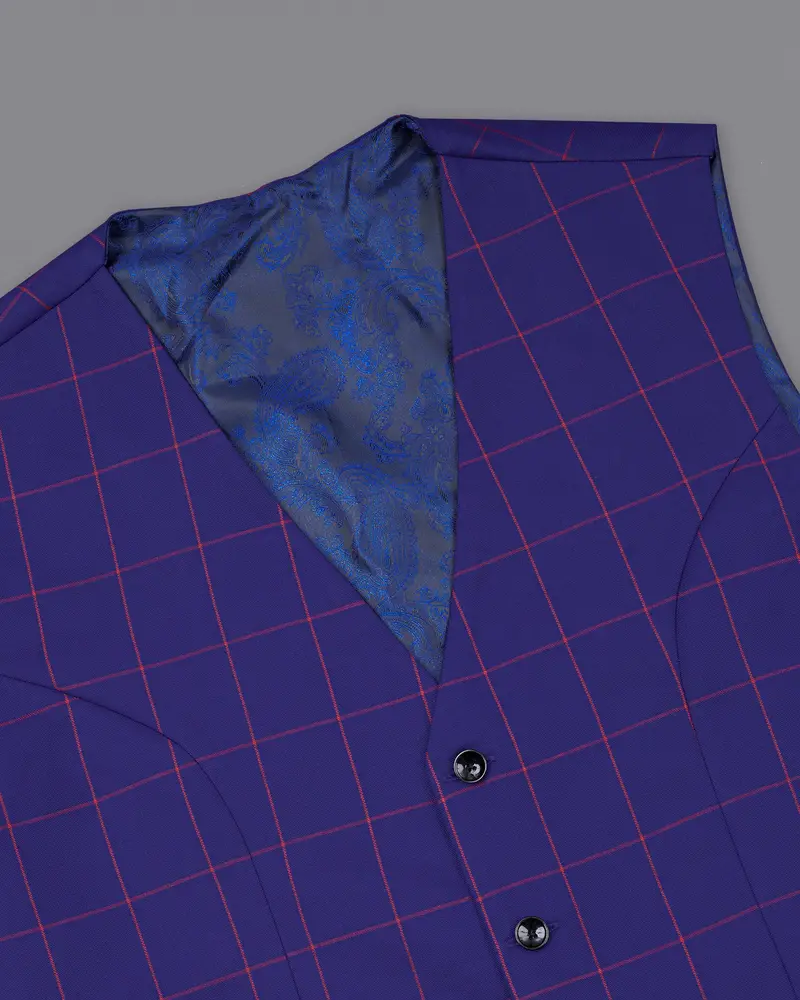 Minsk Blue Plaid Waistcoat 4