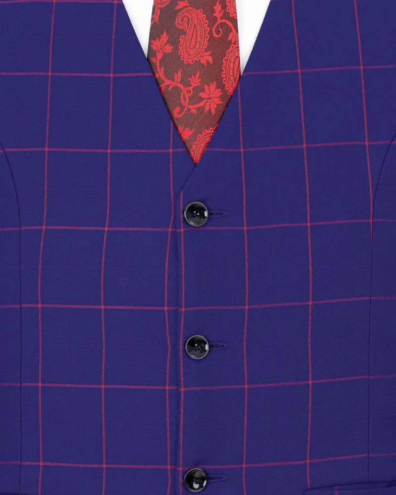 Minsk Blue Plaid Waistcoat 5