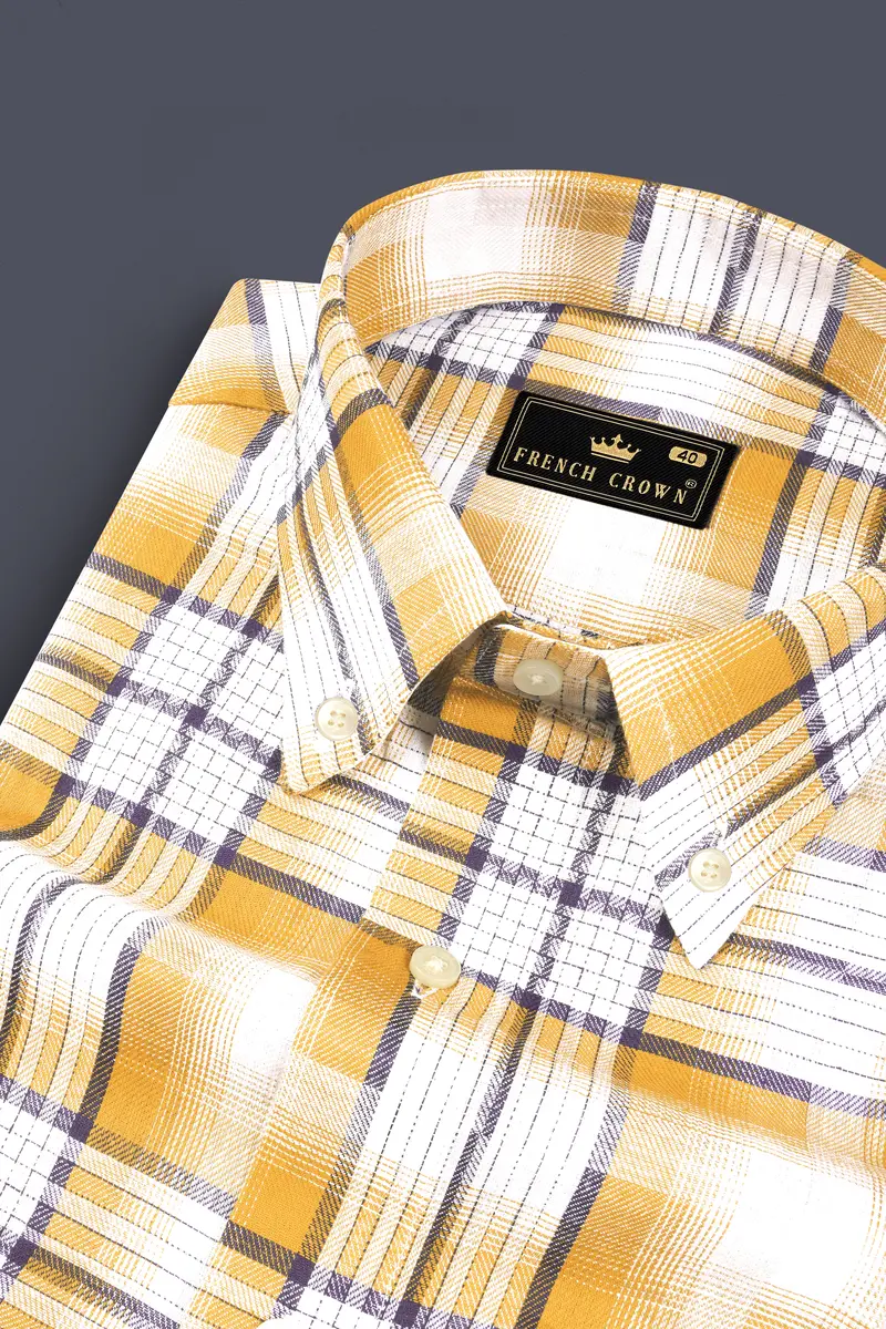 Minsk Brown Twill Plaid Premium Cotton Shirt 1