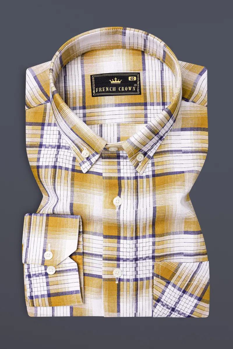 Minsk Brown Twill Plaid Premium Cotton Shirt 3