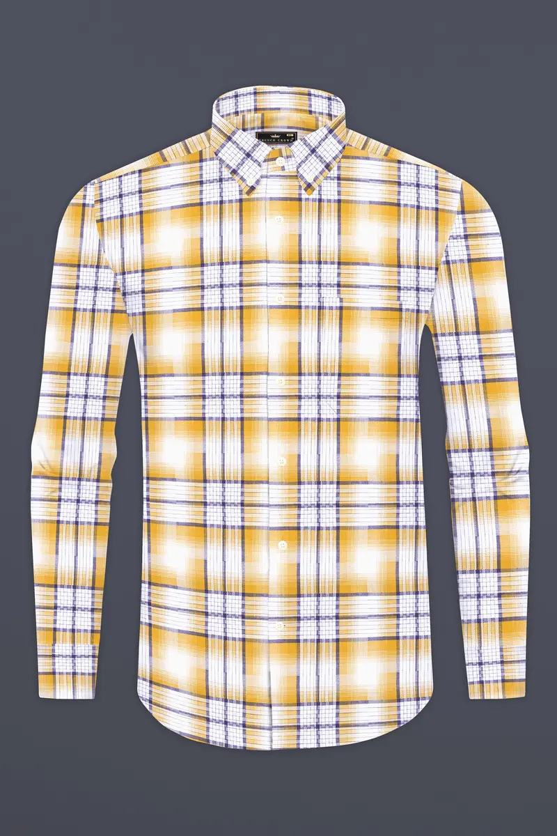 Minsk Brown Twill Plaid Premium Cotton Shirt 4