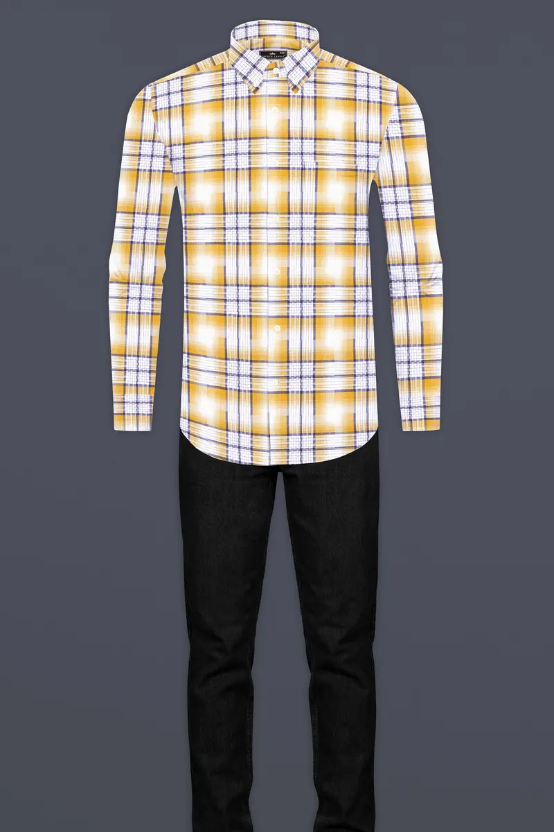 Minsk Brown Twill Plaid Premium Cotton Shirt 6