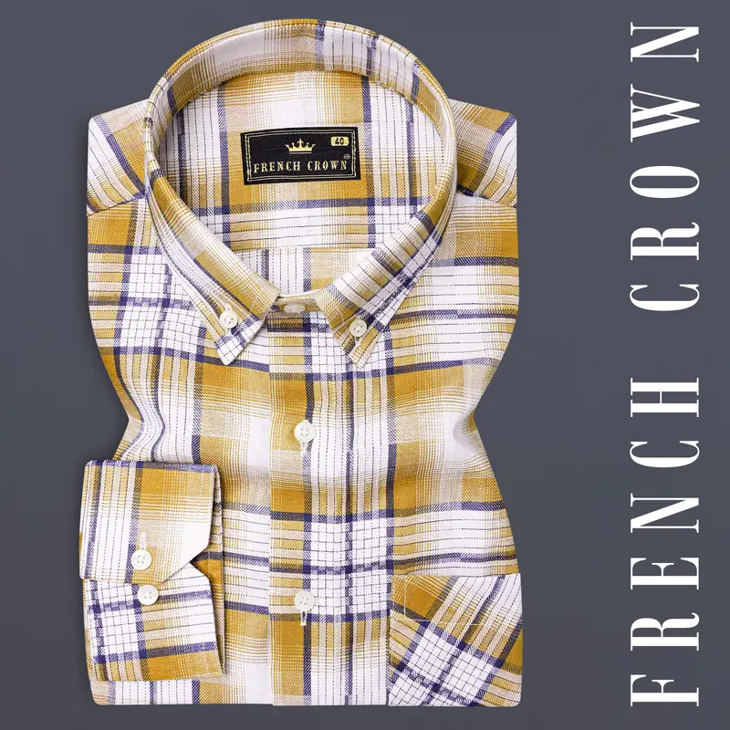 Minsk Brown Twill Plaid Premium Cotton Shirt 7