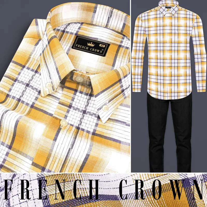 Minsk Brown Twill Plaid Premium Cotton Shirt 8