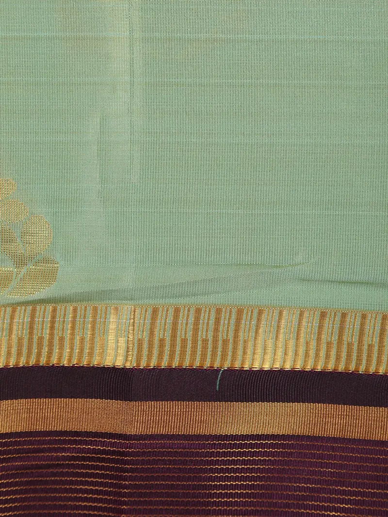 Mint Green Butta Woven Tissue Saree With Contrast Maroon Zari Border 2