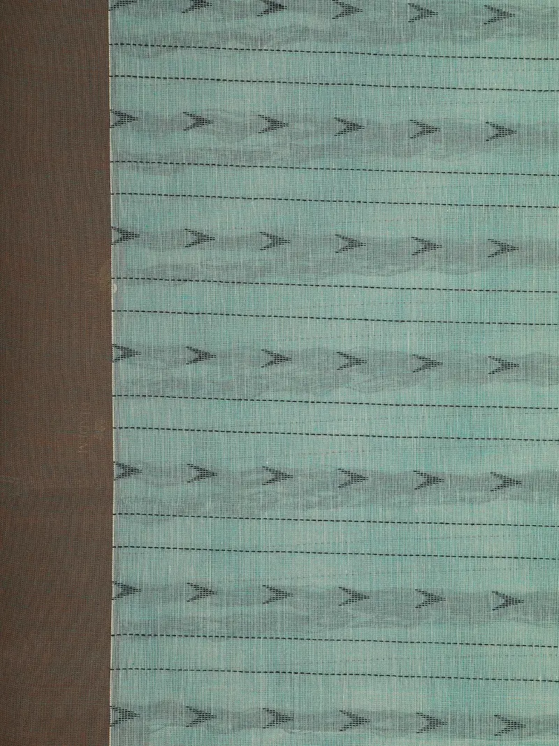 Mint Green Ikat Arrow Motif Design Cotton Saree 2