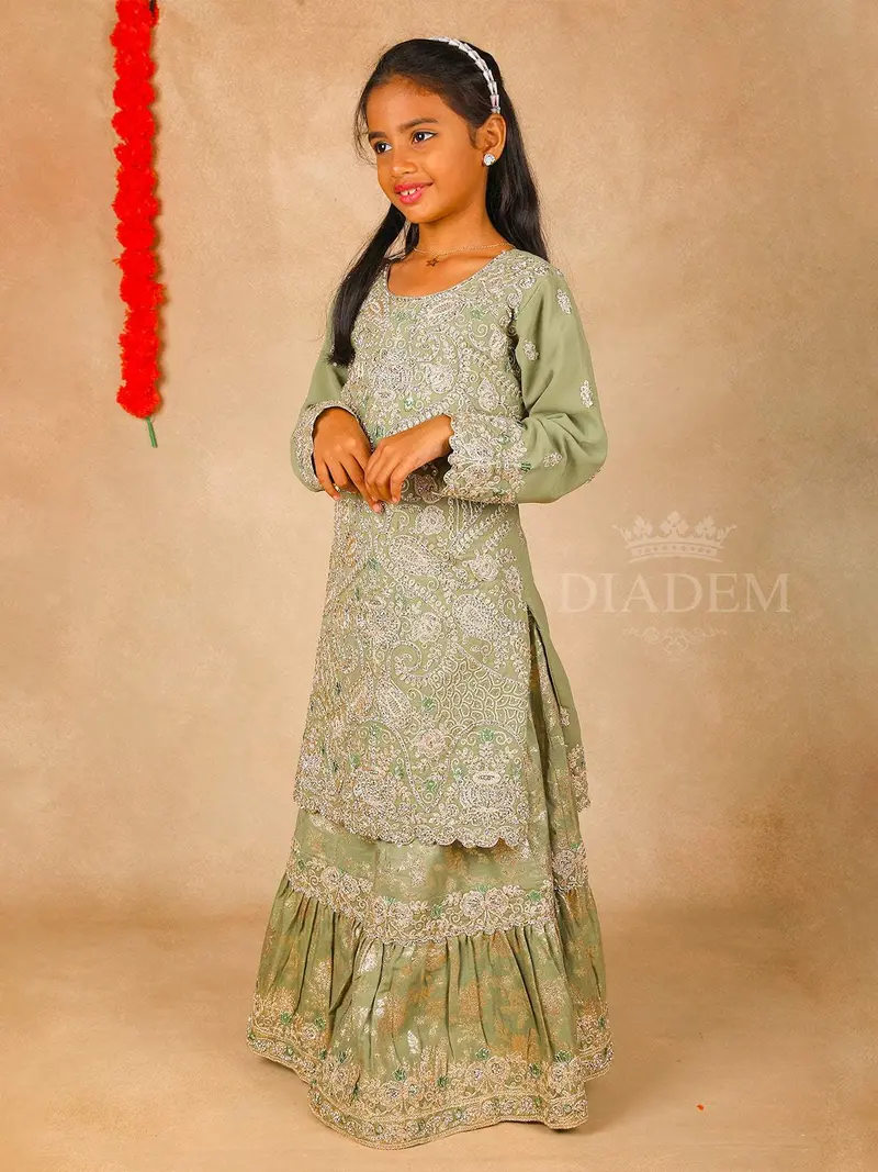 Mint Green Paisley Embroidered Lehenga 1