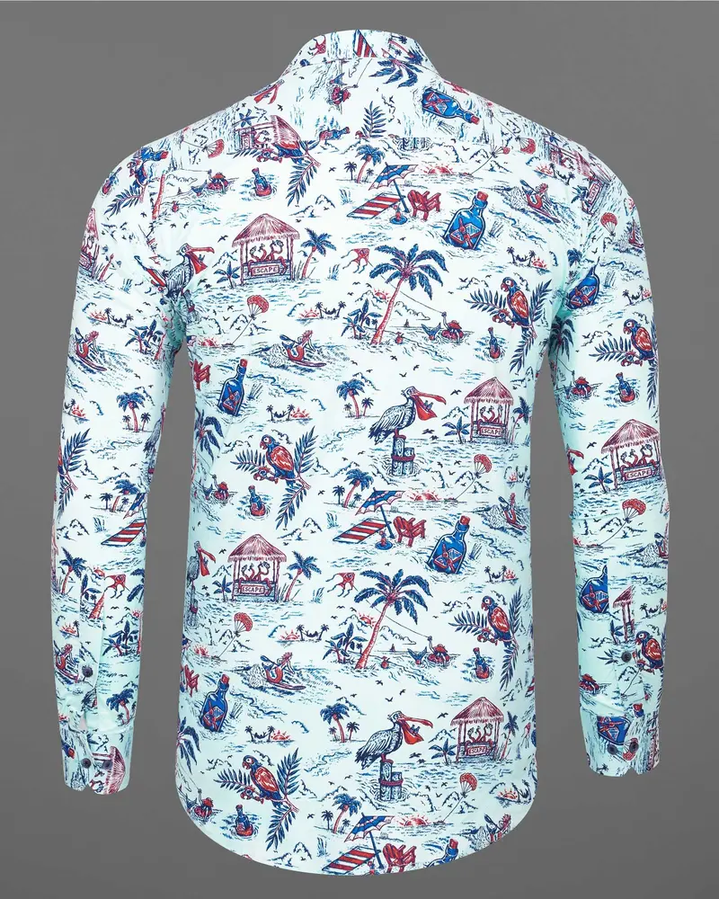 Mint Tulip With Toile Inspired Printed Twill Premium Cotton Shirt 6