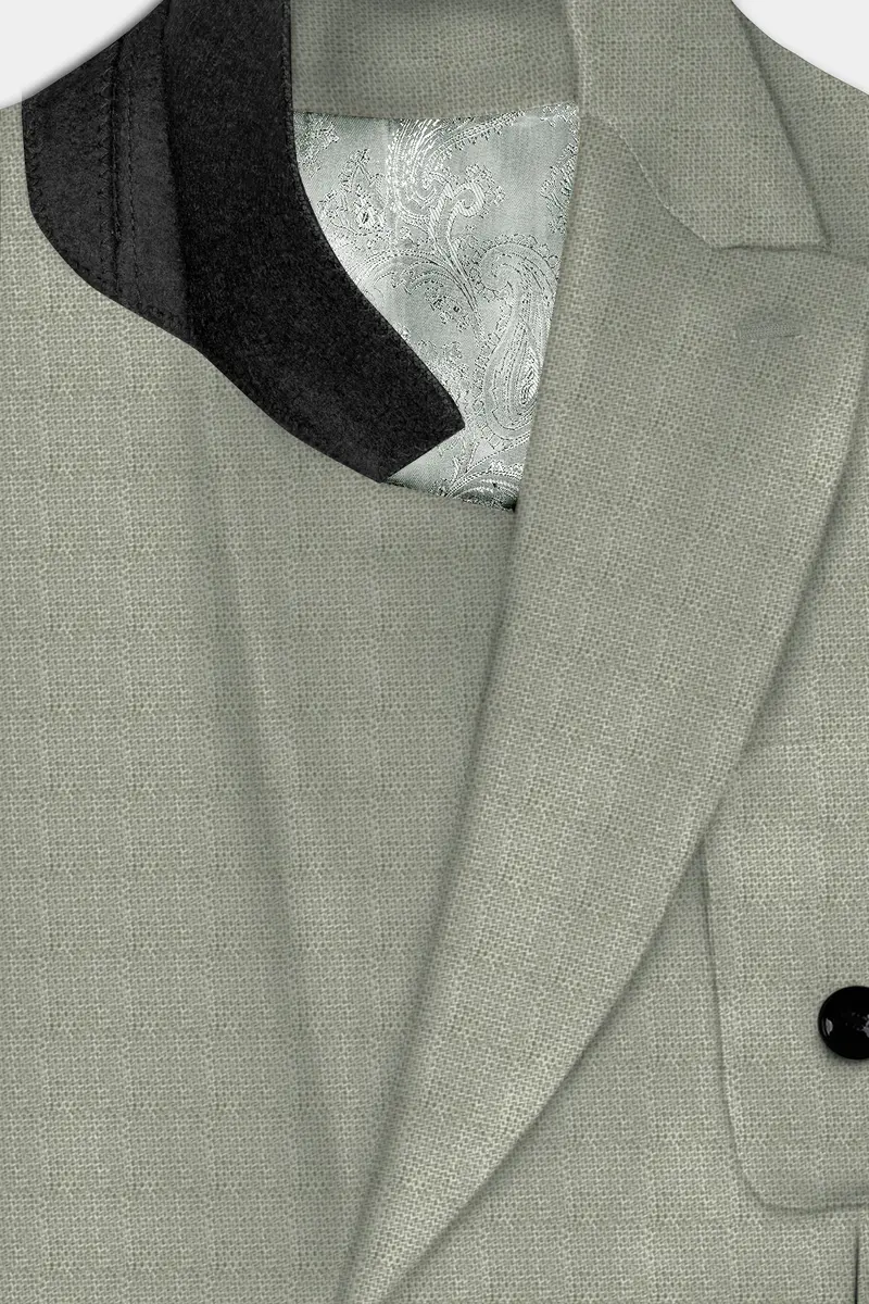 Minted Majesty-Beryl Green Solid Luxurious Linen Double Breasted Sports Blazer 4