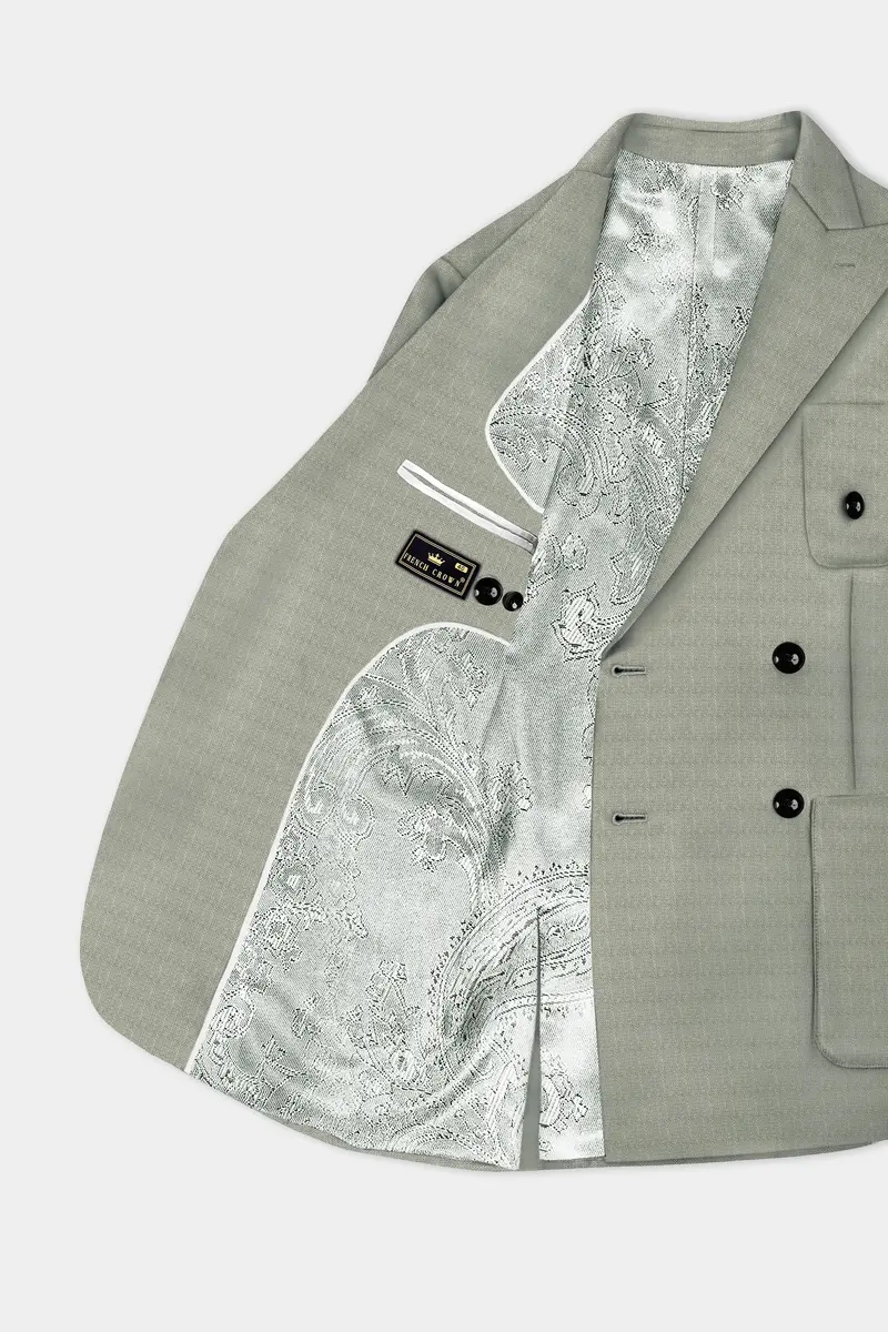 Minted Majesty-Beryl Green Solid Luxurious Linen Double Breasted Sports Blazer 5