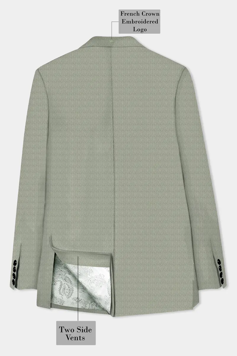Minted Majesty-Beryl Green Solid Luxurious Linen Double Breasted Sports Blazer 8