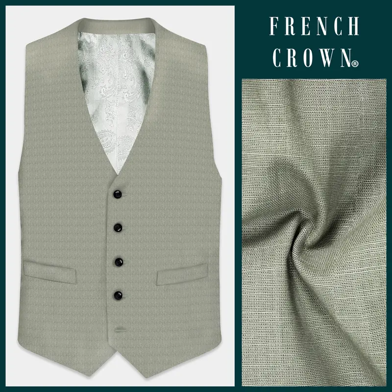 Minted Majesty-Beryl Green Solid Luxurious Linen Waistcoat 1