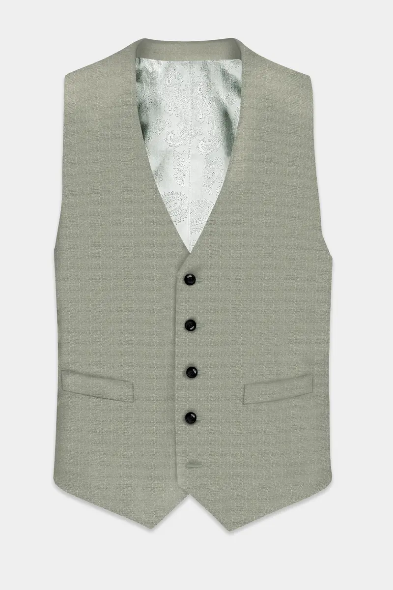 Minted Majesty-Beryl Green Solid Luxurious Linen Waistcoat 2