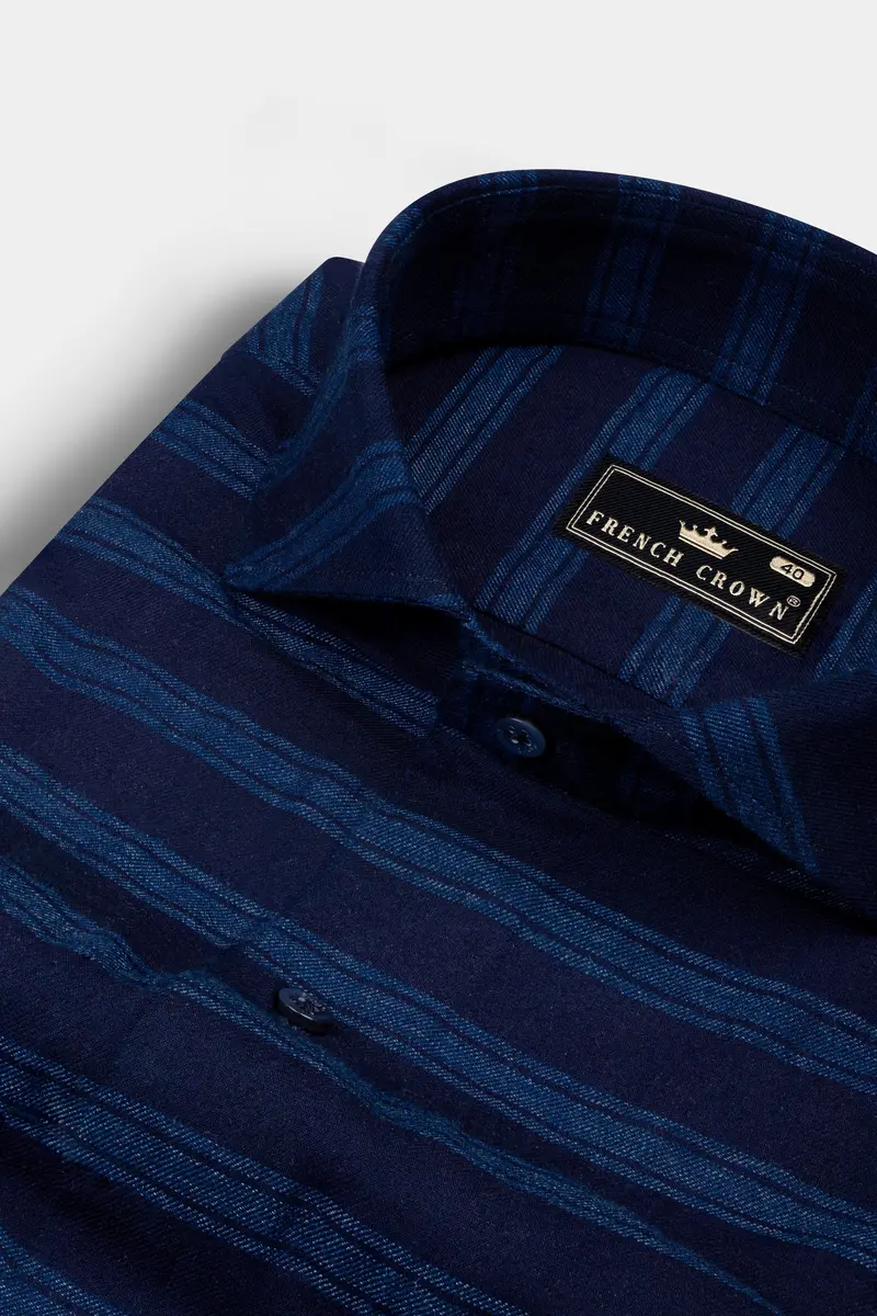 Mirage And Rhino Blue Striped Indigo Denim Shirt 1